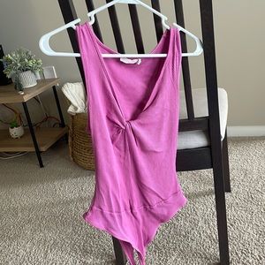 Pink Bodysuit w/ twist in front
